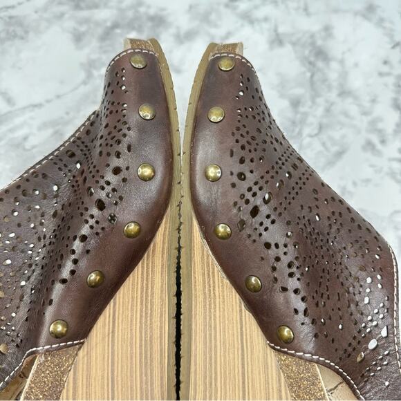 PIKOLINOS Benissa Sandal Womens 38/US 7/7.5 Brown Leather Slingback Wedge Buckle - Picture 7 of 15